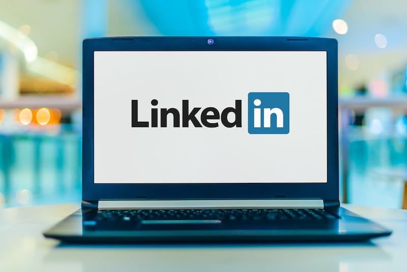 POZNAN, POL - JAN 30, 2020: Laptop computer displaying logo of LinkedIn