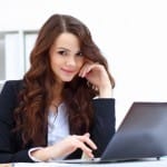 young busines woman with notebook