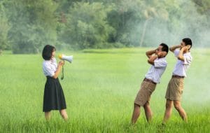 woman with megaphone