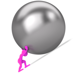 figure pushing ball up hill