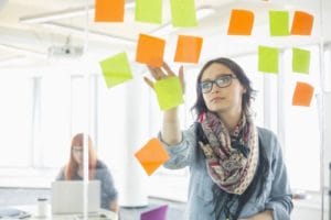 woman with post its